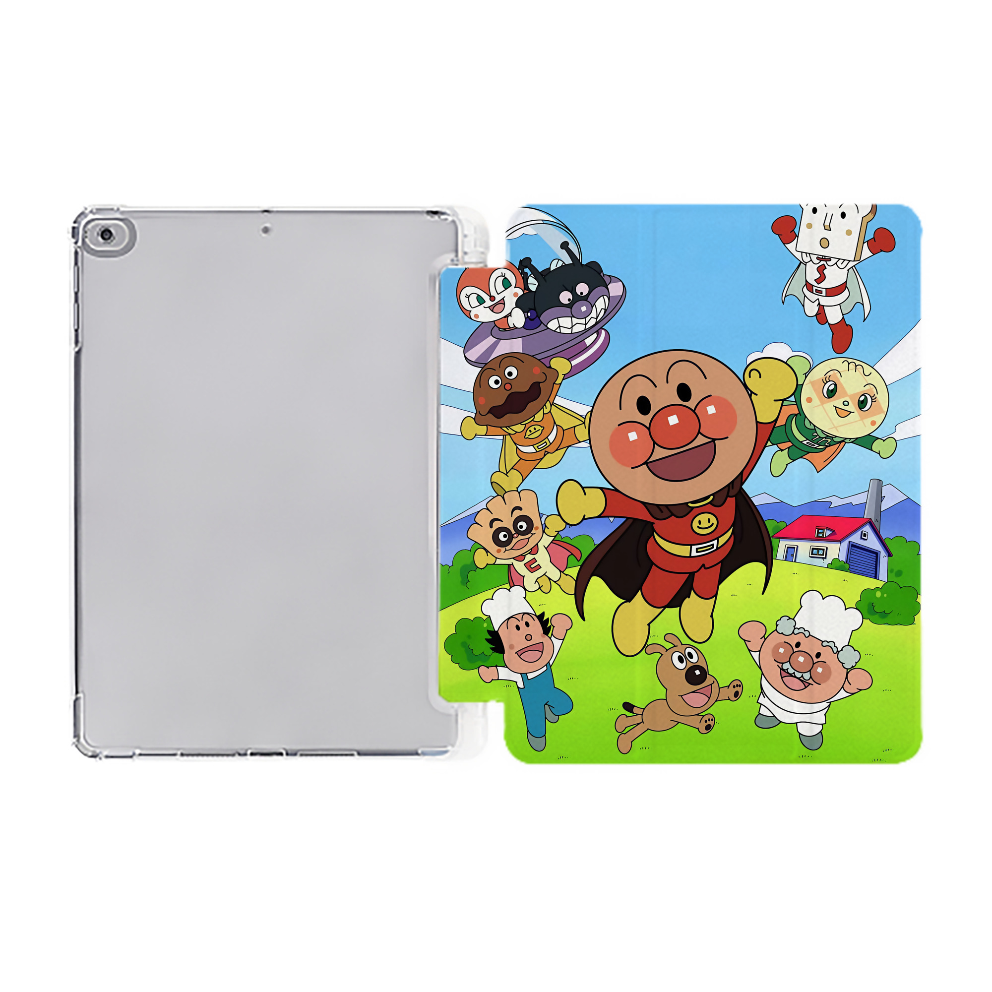 （画像用） アンパンマン Anpanman IPad ケース ペン収納付き 三つ折りスタンド PUレザー×シリコン 対応機種9.5/10.5/10.9インチ